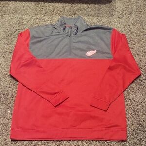 Detroit Red Wings Quarter Zip Pullover Sweater NHL Red Hockey Game Day Sports